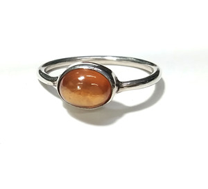 Anillo de Hessonita Natural: Anillo Ajustable Hecho a Mano en Plata de Ley 925 con Piedra Ovalada Cabujón para Mujer, Joyería Fina - Product Image 2