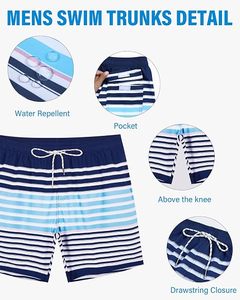 Short de bain décontracté pour homme en tricot rayé, avec cordon de serrage, taille élastique, séchage rapide, écologique, avec doublure en maille - Product Image 2