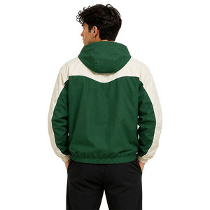 Custom <b>Men</b> Hooded Varsity Windbreaker <b>Jacket</b> Green White Color Block Sports <b>Jacket</b> Lightweight Zip Up Streetwear Outdoor Coat - Product Image 4