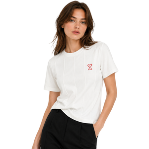 Camisa de mujer de algodón liso con ribete en contraste, estilo minimalista, clásica, de media manga, corte regular, para todas las estaciones. - Product Image 1