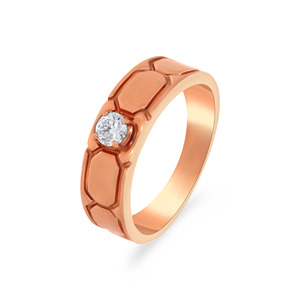 Intense Serpentine <b>Men</b> Solitaire <b>Ring</b> Luxury Rose Gold Round Cut Solitaire Diamond <b>Ring</b> <b>for</b> Women Geometric Honeycomb Band - Product Image 1