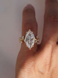 Anillos de Boda de Oro Sólido de 10K/14K/18K con Diamantes Cultivados en Laboratorio, Diseño Personalizado, Corte Marquesa, Joyería Fina, Anillo de Compromiso de Oro con Diamantes de Laboratorio - Product Image 2