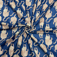 Tissu en coton biologique lavé et léger Kaya Loom, motif animalier imprimé à la main, pour sacs, vêtements, décoration intérieure, chemises et housses