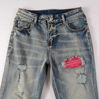 Jeans en denim d'hiver de luxe pour hommes, coupe droite, design personnalisé, délavé, effet usé, déchirures, effet empilé, coupe classique