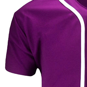 Maillot de baseball violet pour homme, manches courtes, boutons sur le devant, couleur unie, respirant, polyester, vêtements de sport, coupe classique, taille adulte - Product Image 4