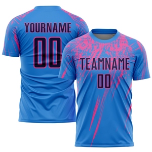 Vente en gros directe OMMIZ INDUSTRY, maillot de football personnalisé en sublimation géométrique bleu turquoise et blanc - Product Image 6