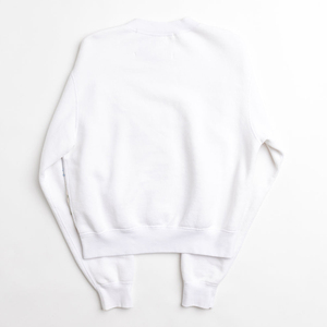 Women's White Crew Neck Sweatshirt Full Sleeve Knitted Cotton Regular Length Autumn Wear - Product Image 1