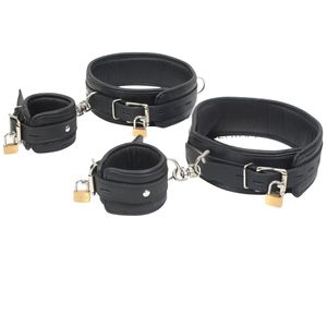 Conjunto de Collar y Correa de Cuero Vacuno Auténtico Black Sheep con Herrajes Resistentes, 100% Impermeable, Ecológico, BDSM - Product Image 1
