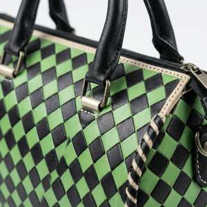 Bolso de Viaje Mini Speedy de Cuero Genuino 100% con Patrón de Diamantes a Cuadros en Verde y Negro, Resistente al Agua, de Lujo, para Mujer - Product Image 4