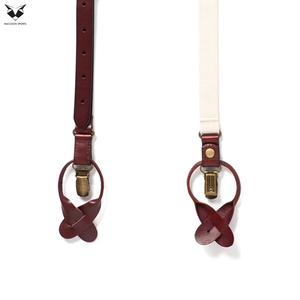Premium Y-<b>Back</b> Suspenders For Men Adjustable Handcrafted Maroon <b>Braces</b> With Heavy Duty Metal Clips Brown Leather Suspenders - Product Image 5