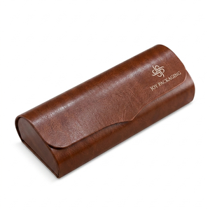 Étui à lunettes rectangulaire semi-rigide en cuir PU marron de style classique - Product Image 1