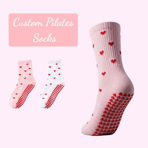 Wholesale Custom Logo Cute Heart Jacquart Pattern Women Non Slip <b>Socks</b> Custom <b>Grips</b> Soft Breathable Knit Pilates Yoga <b>Socks</b> - Product Image 1