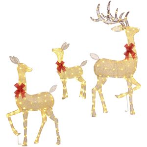 Set di 3 Renne Luminose Dorate per Decorazioni Natalizie da Esterno, Alimentate a Energia Solare LED, per Festività e Natale - Product Image 1
