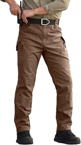 <b>Men's</b> <b>Brown</b> Tactical <b>Cargo</b> Pants High Waist Multiple Pockets Canvas Material Workwear Style Quick Dry Autumn Outdoor Trousers - Product Image 2