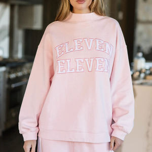 Sudadera Oversize de Cuello Redondo para Mujer Eleven Eleven, Diseño con Letras Bordadas en Marrón, Corte Regular, para Otoño, Cuello Simulado - Product Image 4