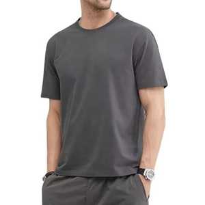 เสื้อยืดคอกลมแขนสั้นสีดำสำหรับผู้ชาย ทรงปกติ สีพื้น ผ้าเจอร์ซีย์ถัก 100% ผ้าฝ้าย ระบายอากาศได้ดี น้ำหนัก 180 กรัม - Product Image 6