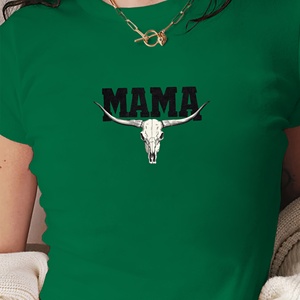 เสื้อยืดผู้หญิงแฟชั่นแบบ Y2K ลายหัวกระโหลกทรงยาว - Product Image 2