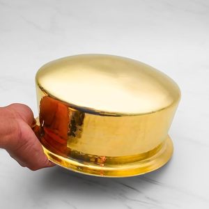 Modern Luxury Gold Hammered Casserole With <b>Lid</b> Round Metal Durable Polished Exterior - Product Image 6