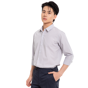 เสื้อเชิ้ตผู้ชายสีขาวพิมพ์ลายตามสั่ง แขนยาว ปกคอปก ป้องกันรอยยับ ผ้าป๊อปลิน สำหรับใส่ในโอกาสทางการ ฤดูใบไม้ผลิ - Product Image 5
