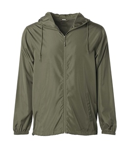 Veste coupe-vent à capuche pour homme, couleur vert olive, légère, résistante à l'eau, fermeture éclair sur le devant, décontractée, pour l'extérieur, printemps - Product Image 1