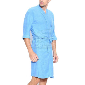 Peignoir classique pour homme à manches longues en coton 100% doux et à séchage rapide pour la maison, l'hôtel, le spa, la station balnéaire, la douche, les voyages, les week-ends - Product Image 4