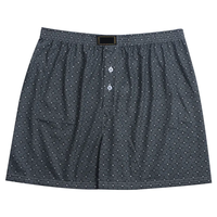 Boxer Homme Noir Gris à Carreaux Personnalisé en Polyester/Coton Respirant, Coupe Ample Décontractée avec Braguette Boutonnée et Élastique