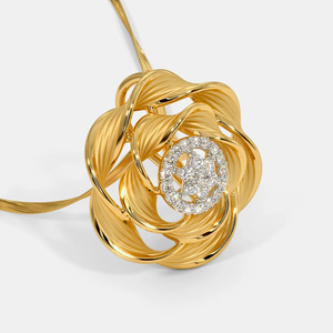 Collar con Colgante de Racimo de Diamantes Cultivados en Laboratorio en Forma de Rosa de Oro Amarillo - Product Image 5