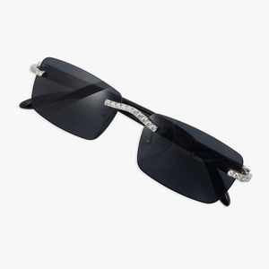 Gafas de Sol Polarizadas Rectangulares Unisex de Alta Calidad TIARAS JEWELS, Sin Montura, Plateadas, con Diamantes Moissanite, Lentes Graduadas UV400 - Product Image 2