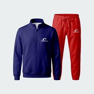 Conjunto Deportivo, Sudadera con Cierre de Cremallera, Pantalones Rojos, Color Sólido, Transpirable, Ropa Casual para Adultos, Ropa Deportiva de Otoño - Product Image 1
