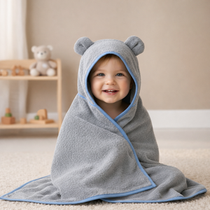 Ensemble de serviettes à capuche pour bébé, douces, absorbantes, 100% coton éponge, unisexe, logo personnalisé, séchage rapide, portables, écologiques, certifiées OEKO-TEX - Product Image 6