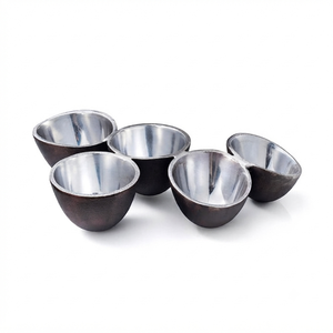 Juego de Cinco Tazones Conectados de Metal Plateado y Marrón Oscuro, Utensilios de Cocina, Artesanía, Centro de Mesa Decorativo Moderno, Regalo para Condimentos - Product Image 1