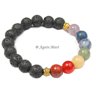 Bracelet en cristal de guérison pour femmes et filles Om Seven Chakra Double Line Gravé Relax Anxiété Pierre précieuse Matériau Feng Shui - Product Image 5