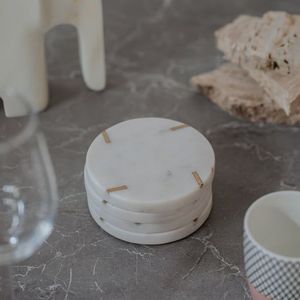 <b>Marble</b> <b>Coasters</b> Custom Engraved for kitchenware and restaurants brass rim <b>Marble</b> <b>Coasters</b> for Drinks By Handmade Collection - Product Image 1