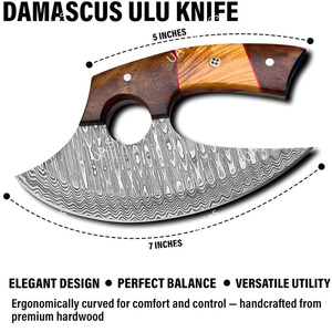Cuchillo Cortador de Pizza Ulu de Acero de Damasco con Mango Personalizado, para Exteriores, Personalizable, OEM/OBM, Venta al por Mayor, Alta Calidad - Product Image 5