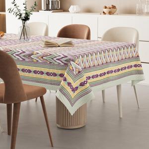 Floral Hand Block Printed Cotton Rectangular <b>Tablecloth</b> Textile Washable Eco-Friendly Simple Classic for Home & Hotel Use - Product Image 2
