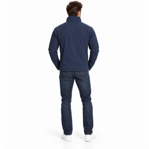 Veste Softshell Homme Bleu Marine à Capuche Coupe-Vent avec Fermeture Éclair Intégrale, Vêtement Décontracté d'Extérieur, Manteau d'Hiver à Col Montant 2026 - Product Image 2