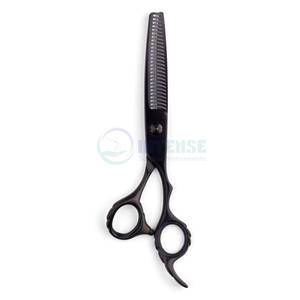 Ensemble de ciseaux à cheveux triple noir mat professionnels en acier inoxydable, outils de coiffure pour salon, fournisseur en gros - Product Image 4