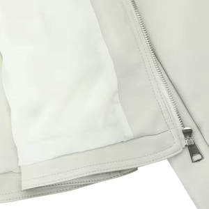 Chaqueta Bomber de Mujer, Negra, de Cuero Vacuno Genuino, Transpirable, Ecológica, Resistente al Viento, 340g, Cuello Mao, Cierre de Cremallera, Estilo Varsity, Casual - Product Image 6