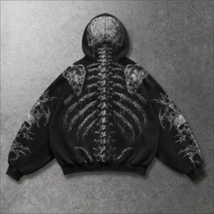 Sweat-shirt à capuche Y2K de haute qualité en coton mélangé lourd 350g pour homme, style streetwear surdimensionné, brodé, avec fermeture éclair, respirant, pour l'automne - Product Image 2