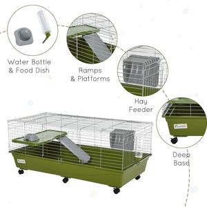 Jaula para Animales Pequeños de 47 Pulgadas para Chinchillas y Cobayas, Casa para Mascotas con Plataforma, Rampa, Plato para Comida, Ruedas y Botella de Agua - Product Image 5