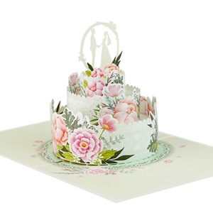 3D Pop Up Wedding Cake Greeting Card <b>Handmade</b> Valentine Gift <b>Paper</b> Craft Card Vietnam Manufacturer - Product Image 1