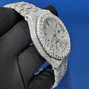 นาฬิกา BOJ A.P พรีเมียม VVS เพชรแก้วอัลลอยด์สแตนเลสสตีล 20 มม. ประดับเพชรโมอิสซาไนต์เต็มหน้าปัด ระบบอัตโนมัติแบบสองกลไก ขนาด 41 มม. กันน้ำ 3 บาร์ - Product Image 5