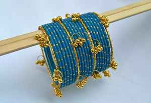 Hot selling Pearl Embroidery <b>Bangles</b> <b>Sets</b> Customized Sizes & Colors Available For Wear <b>Bangle</b> Kashmiri Churian <b>Set</b> for girls - Product Image 5