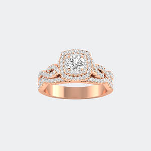 Anillo solitario redondo de 1.00 quilates – Halo trenzado con pavé - Product Image 3