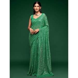 ชุดซีล ผ้าจอร์เจียต์สีเขียวมิ้นท์ ประดับเลื่อม ไม่เย็บติด 1000 กรัม สำหรับงานปาร์ตี้ - Product Image 1