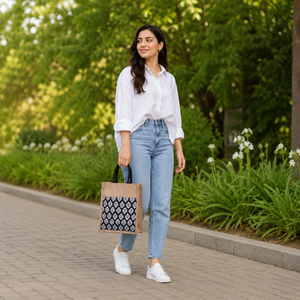 High Quality Reusable Printed Jute <b>Bag</b> with Zip & Handle Handmade Decorative Gift <b>Bags</b> for Shopping Multifunctional on Sale - Product Image 2
