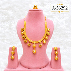 Classic 24K <b>Gold</b> Plated Necklace and <b>Earring</b> <b>Set</b> for Women Wedding Jewelry Alloy Ball Shape A-53292 - Product Image 1