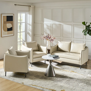 <b>SOFA</b> LOUNGE SET Contemporary from Vietnam Sectional <b>Sofa</b> style High Density <b>Sponge</b> Pillow Back Metal/Wood Faux Leather - Product Image 6