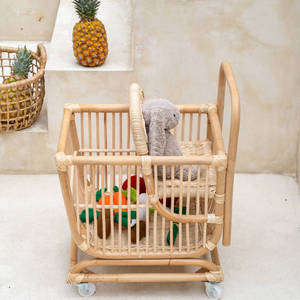 Chariots de courses pour enfants en rotin naturel, adorable chariot pour jeu d'imitation, jouet de haute qualité pour tout-petits - Product Image 6