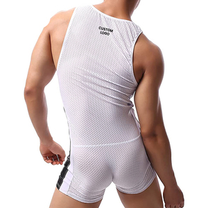 <b>Mens</b> <b>Wrestling</b> <b>Singlet</b> Fitted Breathable Mesh Compression Sportswear White Custom Logo Front Print Adult <b>Wrestling</b> Training Wear - Product Image 6